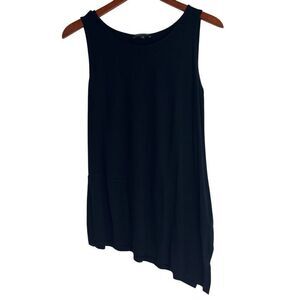 Eileen Fisher Womens Asymmetrical Round Neck Tunic Tank Top Black Size PM
